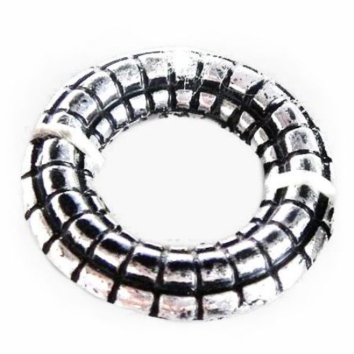 Plastic Ring Bead with Metal Coating, 16x3.5 mm, Hole: 8 mm, Old Silver -50 grams ~ 125 pieces