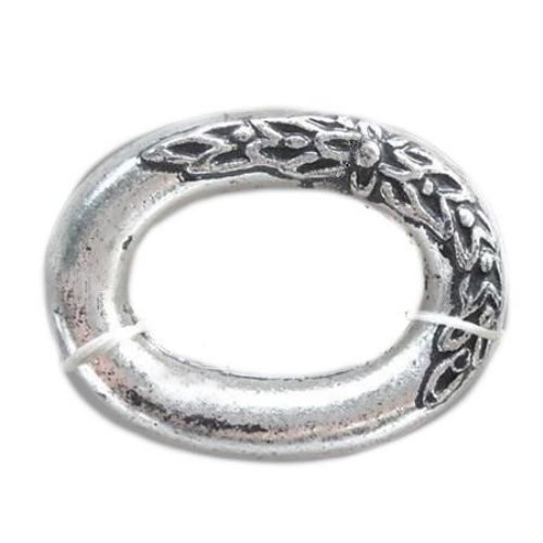 Metallized Plastic Oval Ring, Old Silver Imitation Bead, 28x22x5 mm, Hole: 18x13 mm -50 g ~ 26 pieces