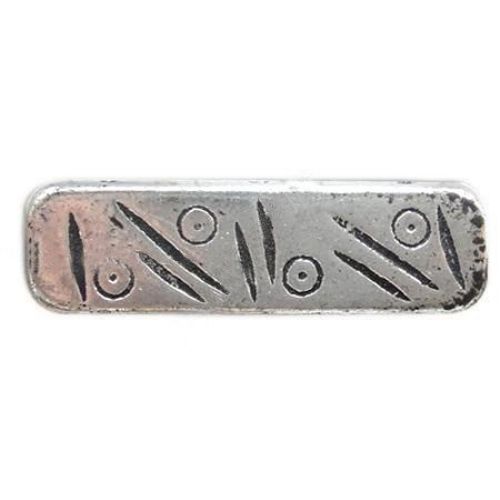 Plastic Bead with Metal Coating / Rectangle, 31x9x4 mm, Hole: 1.5 mm, Old Silver -50 grams ~ 42 pieces