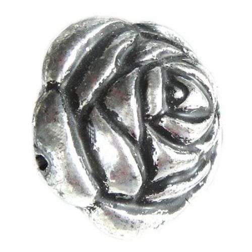 Metallized Plastic Rose Bead, 25x22 mm, Hole: 2 mm -50 g ~ 9 pieces