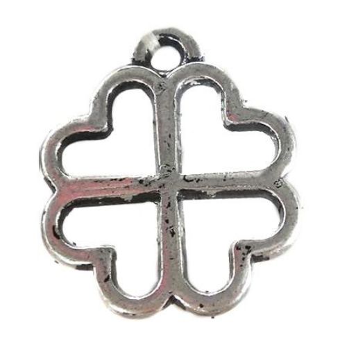 Plastic Metallized Clover Charm /  19x3 mm, Hole: 2 mm - 20 grams ~ 45 pieces
