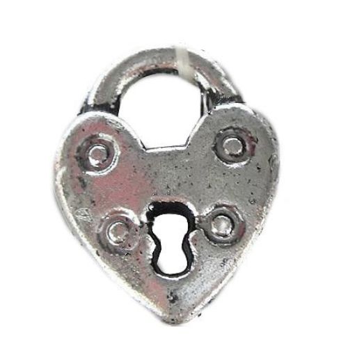 Lacăt inima 15x14x3,5 mm orificiu 6x5,5 mm metalic -50 g ~ 100 bucăți