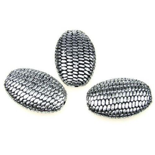 Talon metalic oval 25x35x10 mm gaură 1,5 mm culoare argintiu -50 grame