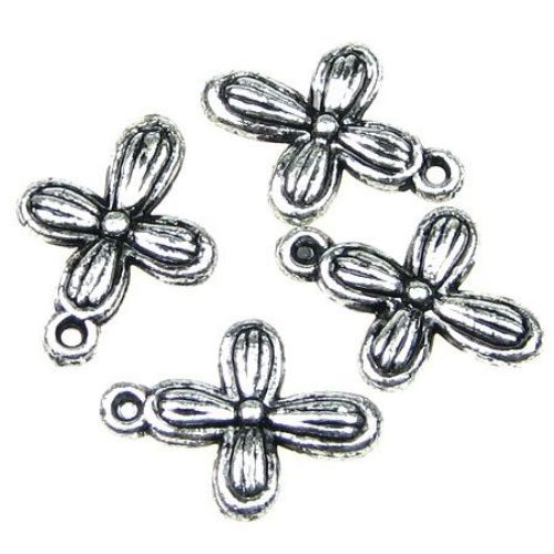 Plastic Pendant with Metal Coating / Cross,18.5x13.5x3 mm, Hole: 1.5 mm, Old Silver -50 grams ~ 230 pieces