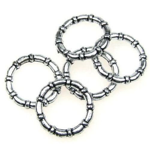 Metallized Plastic Ring Bead, 3x25 mm, Old Silver -50 grams ~ 70 pieces