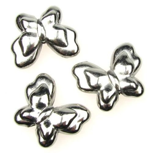 CCB Butterfly Bead, 21x18x7 mm, Hole: 2 mm, Silver -20 grams