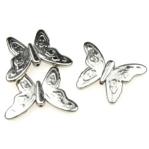 Margele CCB fluture 35x26x5 mm gaură 2 mm culoare argintiu -20 grame