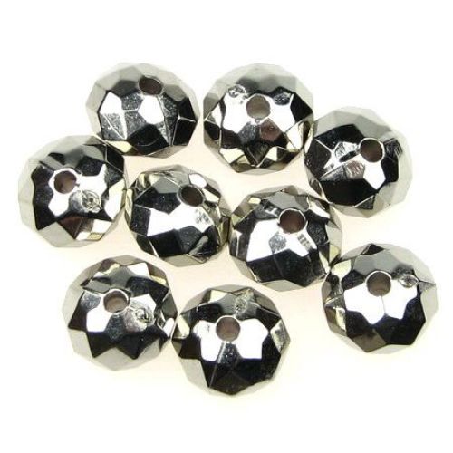 CCB Faceted Abacus Bead,  10x10x7 mm, Hole: 2 mm, Silver -20 grams