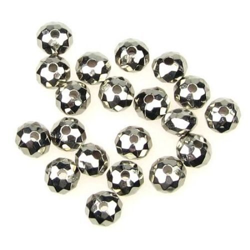 CCB Faceted Abacus Bead, 6x4 mm, Hole: 1 mm, Silver -20 grams ± 220 pieces