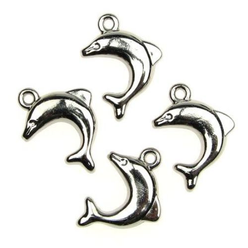 CCB Dolphin Pendant, 14x20 mm, Hole: 2 mm -20 grams ~ 48 pieces