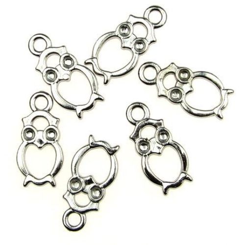 CCB Owl Pendant, 10x20 mm, Hole: 2.5 mm, Silver -20 grams ~ 63 pieces