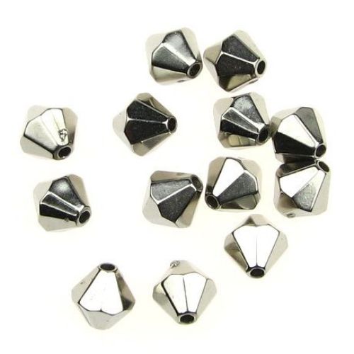 CCB Faceted Bicone Bead, 7x8 mm, Hole: 1 mm, Silver - 20 grams ~ 105 pieces