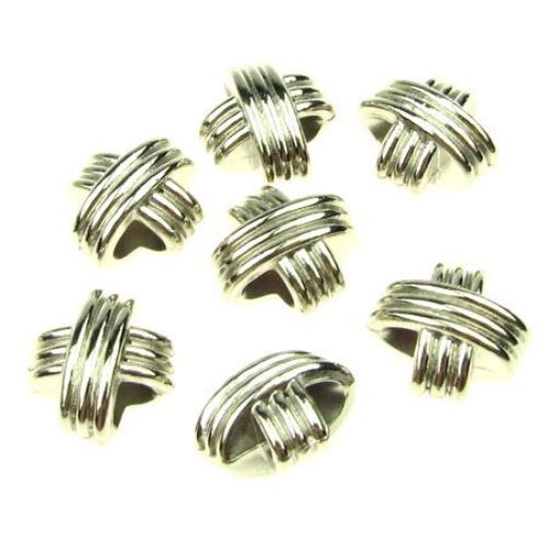 CCB Bead with Abstract Shape, 13x12x9 mm, Hole: 5 mm, Silver -20 grams ~ 32 pieces