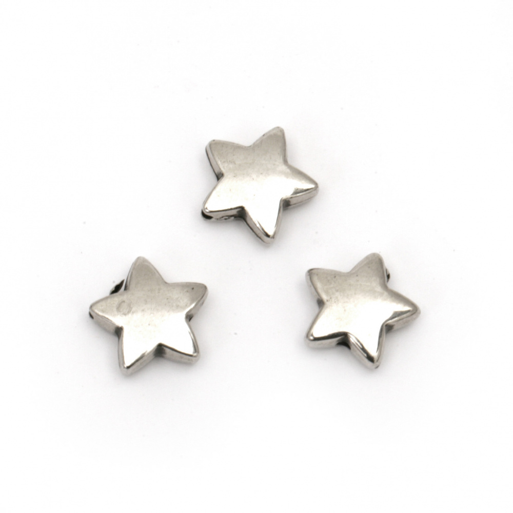 CCB Star Bead, 13.5x14x5 mm, Hole: 1.5 mm, Silver -20 grams ± 37 pieces