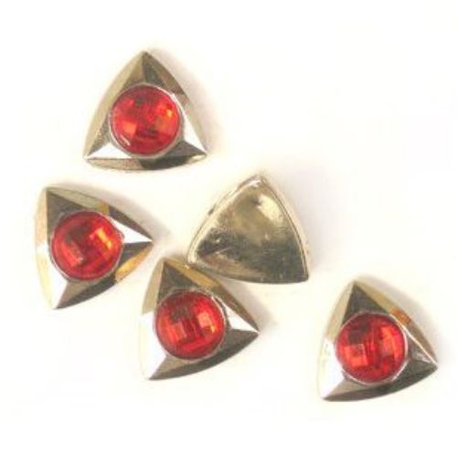 CCB Faceted Тriangle Bead with Crystal, 16 mm -10 pieces