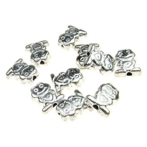 Broască  mărgele metalizată 10x9 mm alb argintiu -20 grame