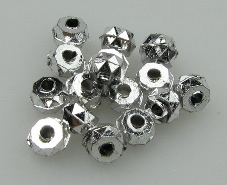 Metallized Plastic Faceted Abacus Beads, 6x4 mm, Hole: 1 mm, Silver -50 grams ~ 640 pieces