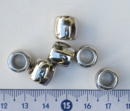 CCB Cylinder Bead, 11 mm, Hole: 6 mm, Silver -20 pieces