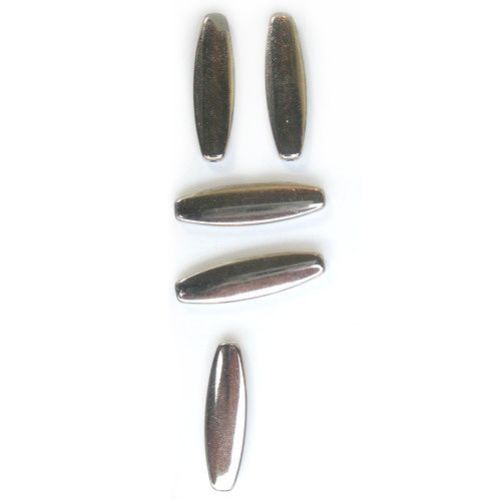 CCB Long Oval Bead,11x39 mm, Silver -10 pieces