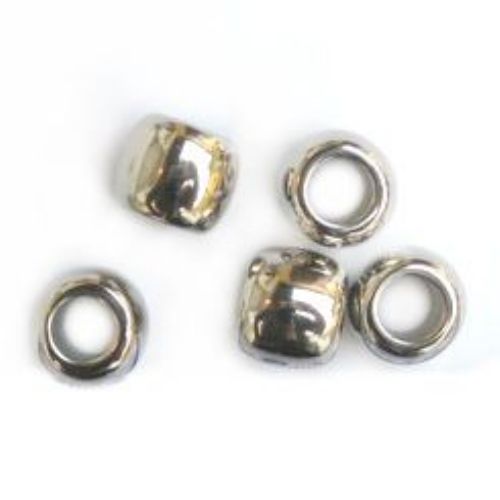 CCB Cylinder Bead, 14 mm, Hole: 7 mm, Silver -10 pieces