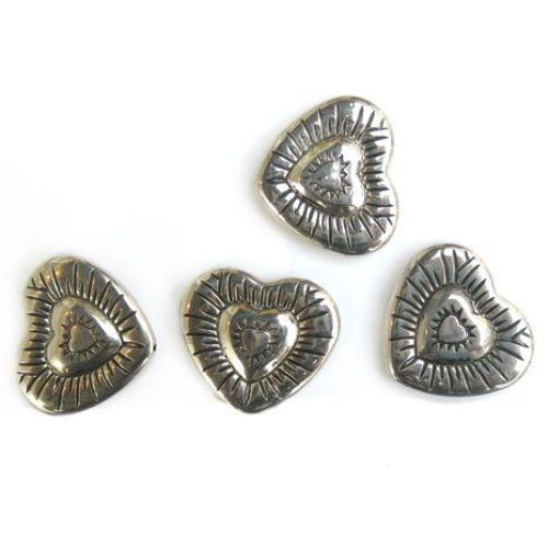 Plastic Heart Bead, CCB 877, 29 mm -5 pieces