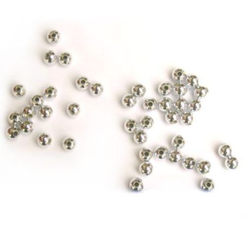 Metallized CCB Ball Bead, 5 mm, Hole: 1.5 mm, Silver -20 grams ± 332 pieces