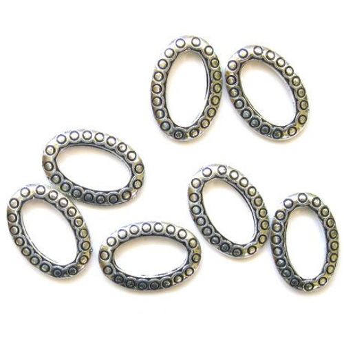 Plastic Oval Ring for Craft Jewelry and Decoration, Old Silver Imitation, 17x24 mm -50 grams