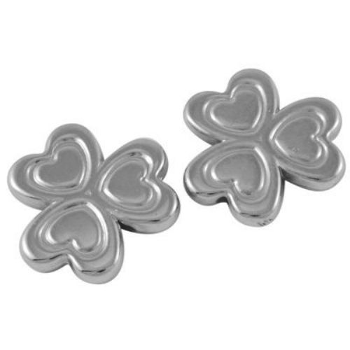 CCB Clover Bead, 27x29x4 mm, Hole: 2 mm, Silver -50 grams ~ 23 pieces