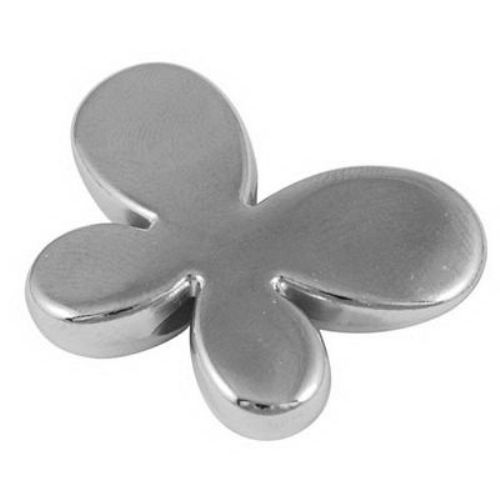CCB Butterfly Bead, 21x29x6 mm, Hole: 3 mm, Silver -10 pieces
