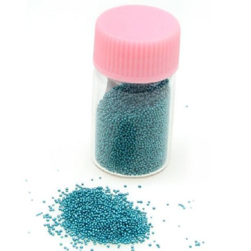 Miniature glass beads for DIY findings 0.6-0.8mm color teal - 10g