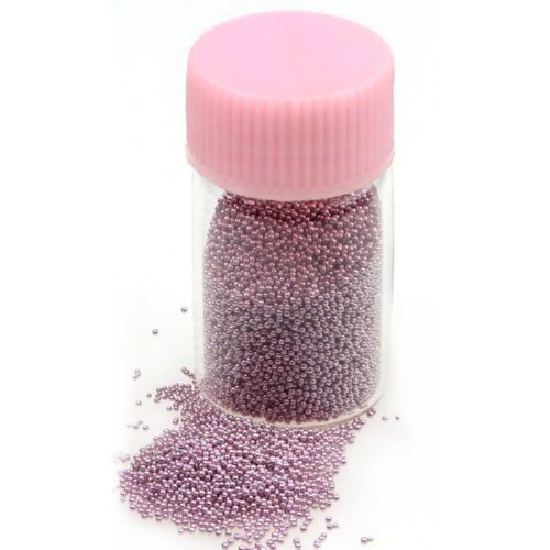 Mini dense glass beads for DIY necklaces, bracelets and garment accessories 0.6-0.8mm pink color - 10g