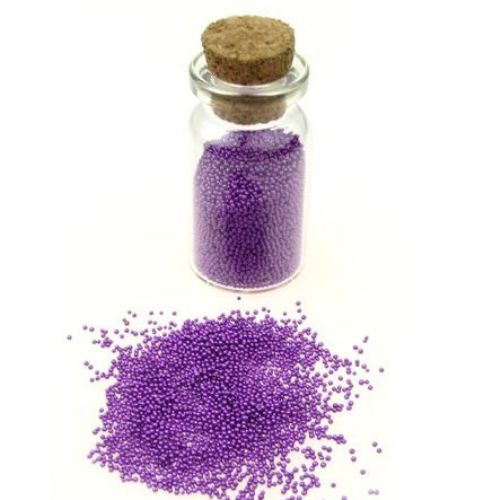 Mini glass beads, no hole for DIY designs on nails, on phone cases or on laptop 0.6-0.8mm   purple - 10g