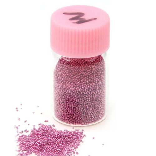 Tiny Glass Balls for Decoration, 0.6 -0.8 mm, Pink -10 grams