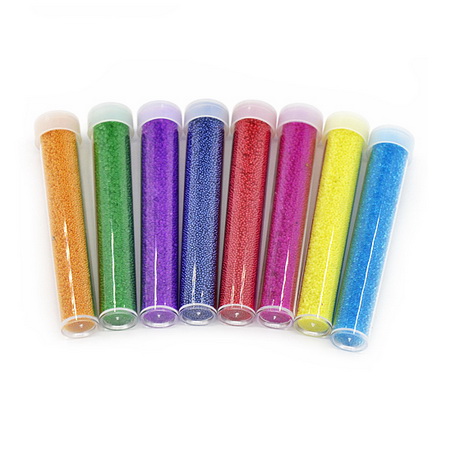 Топчета стъклени 0.4-0.6 мм декоративни в кутия цилиндър цвят АСОРТЕ -10 грама