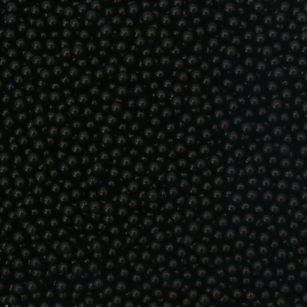 Glass Beads, 3~3.5 mm, Decorative, Opaque Painted, Black - 50 grams