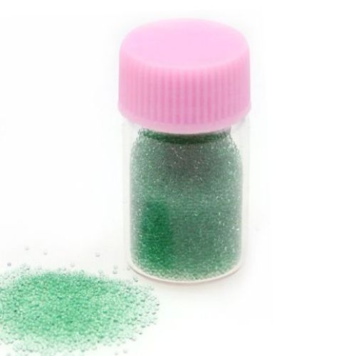 Γυάλινες διακοσμητικές χάντρες 0.6 -0.8 mm διαφανές πράσινο -10 γραμμάρια