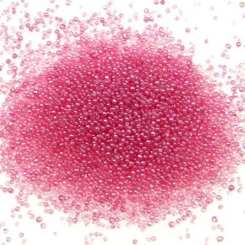 Mini round glass beads for decoration on hairpins, tiaras and other accessories, transparent 0.6-0.8 mm  colorful - 10 grams