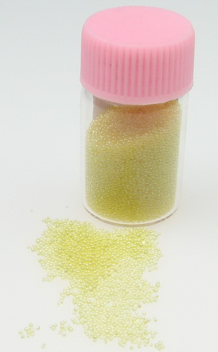 Small Decorative Glass Beads, 0.6 -0.8 mm, Transparent Lemon Chiffon -10 grams