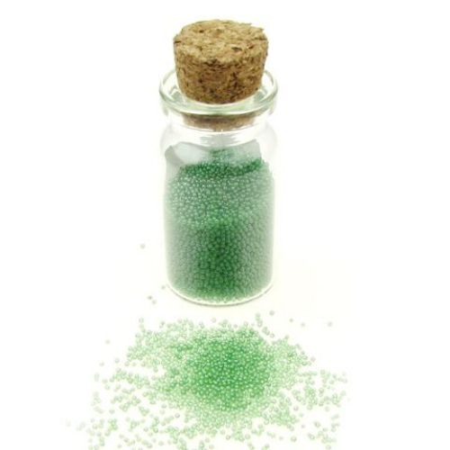 Tiny Decorative Transparent Glass Beads, 0.6 -0.8 mm, Green -10 grams