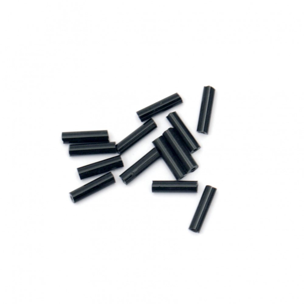 Bugle Glass Seed Beads, 2.5x9 mm, hole size 0.5 mm, opaque black -50 g