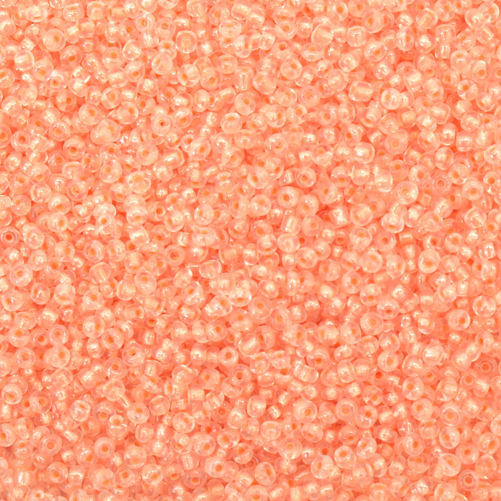 Glass Beads, 3 mm, Transparent with Glow-in-the-Dark Peach Thread - 50 grams