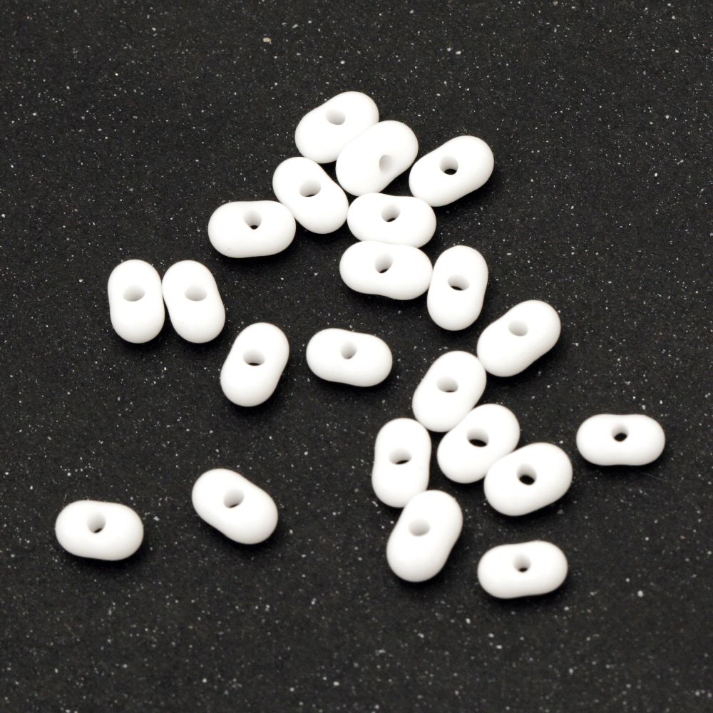 Γυάλινες χάντρες  Miyuki 6x4x3 mm opaque λευκό -10 γραμμάρια ~ 83 τεμάχια