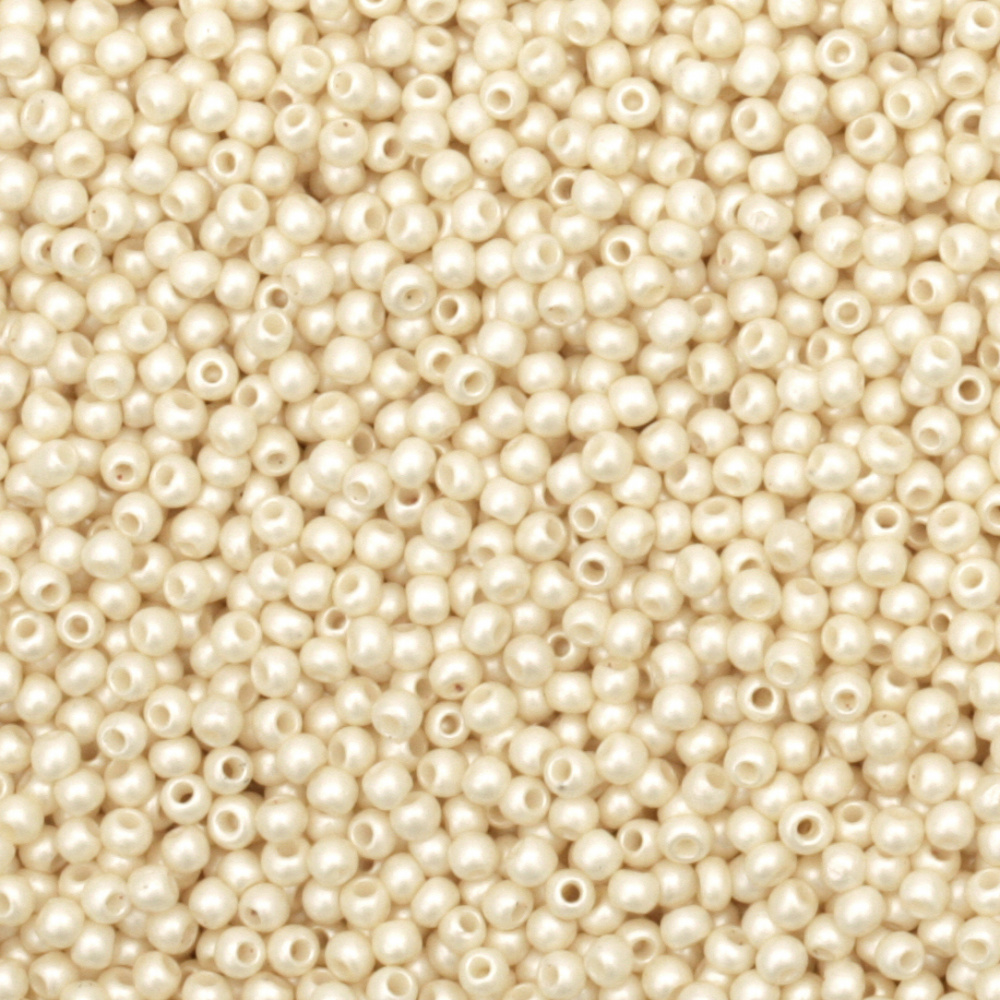 Czech Type Glass Seed Beads / 2 mm / Solid Frosted Cream Color - 15 grams ~ 2050 pieces
