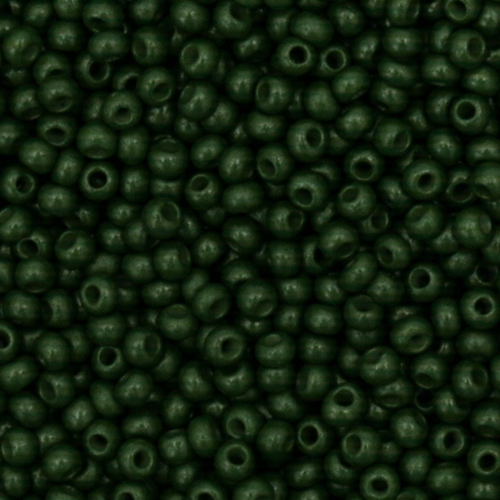 Czech Type Glass Seed Beads / 2 mm / Solid Green Forest Color - 15 grams ~ 2050 pieces