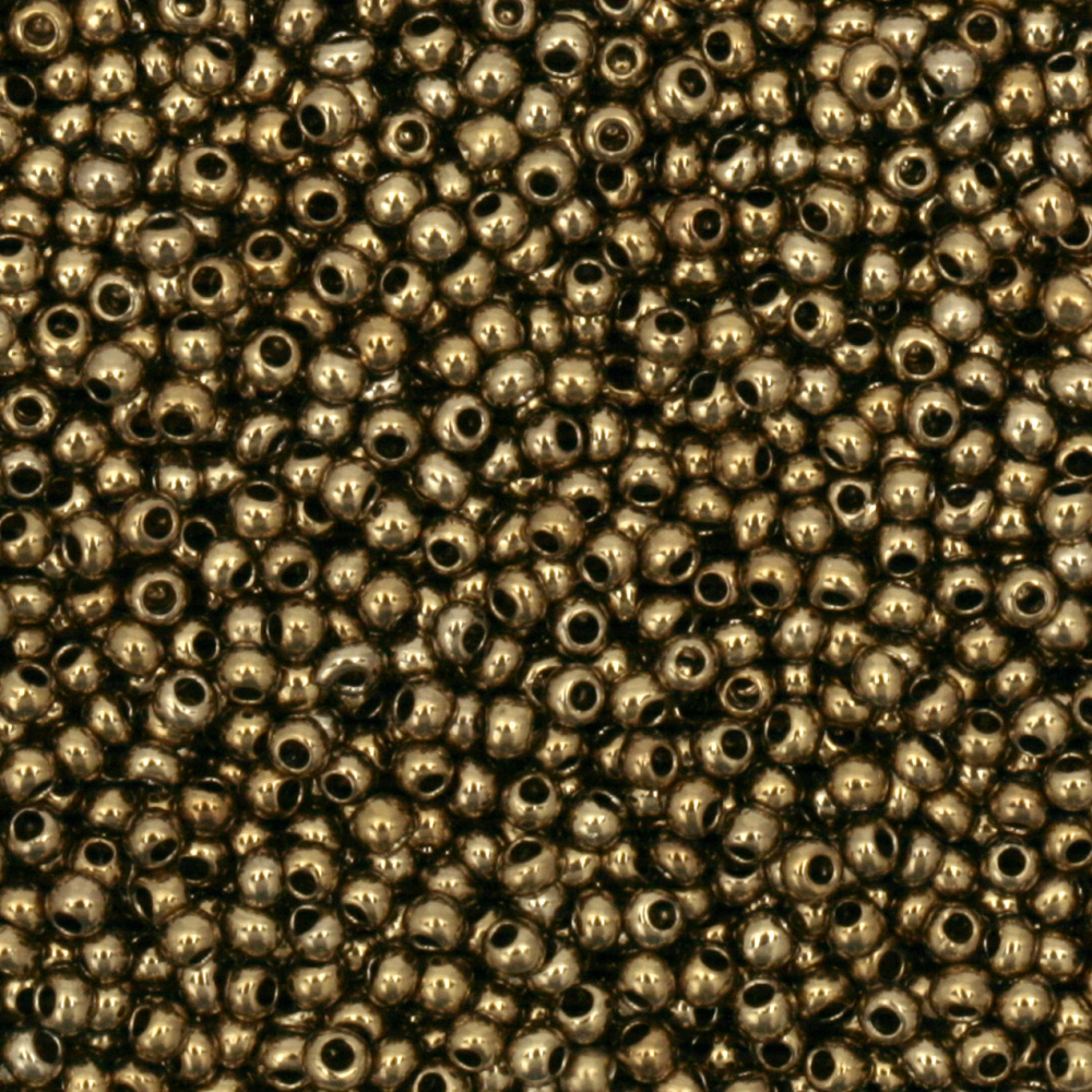 Czech Type Glass Seed Beads / 2 mm / Solid Antique Gold - 15 grams ~ 2050 pieces