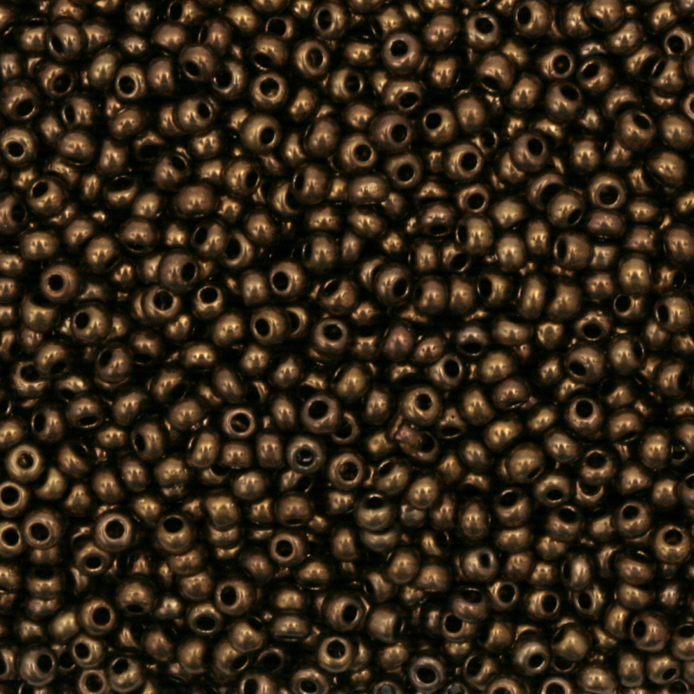 Glass Beads Czech Type 2 mm, Opaque Dark Antique Gold - 15 grams (~2050 pieces)