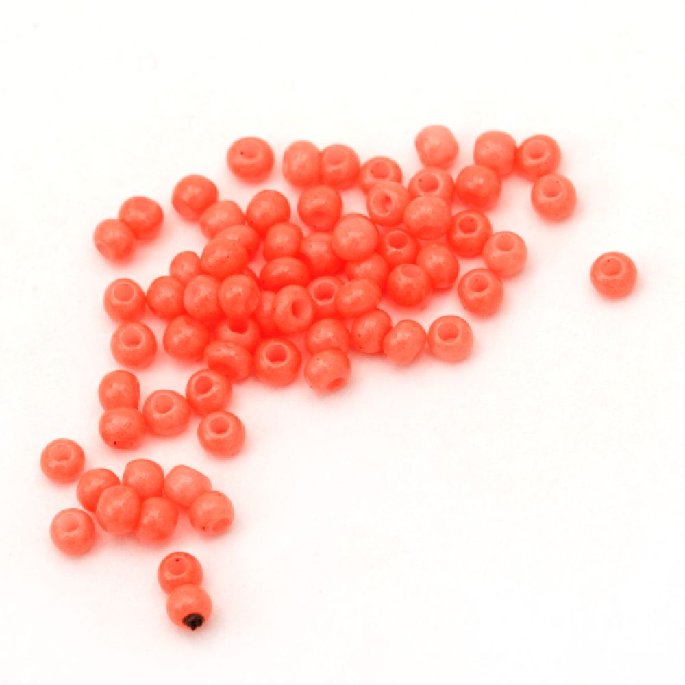 Czech Type Glass Seed Beads / 2 mm / Solid Orange Neon Color - 15 grams ± 2050 pieces