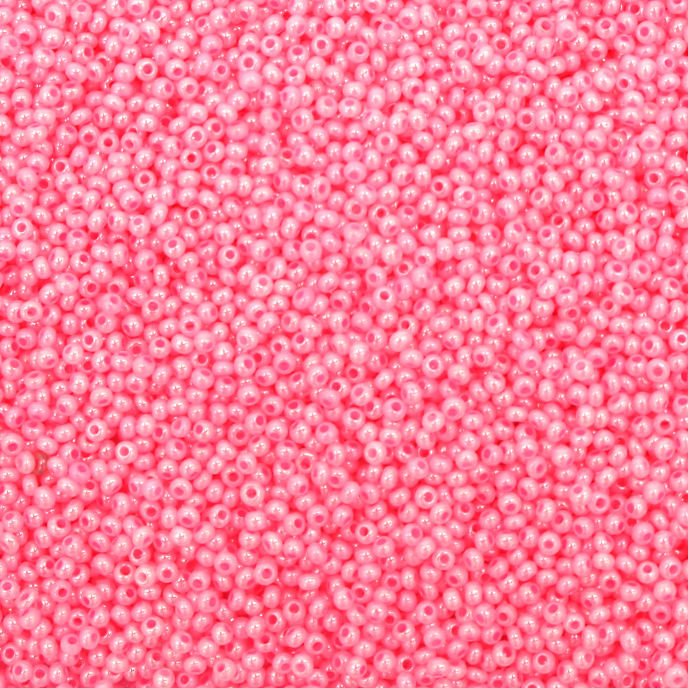 Czech Type Glass Seed Beads / 2 mm / Solid Ceylon Bright Pink Color - 15 grams ~ 2050 pieces
