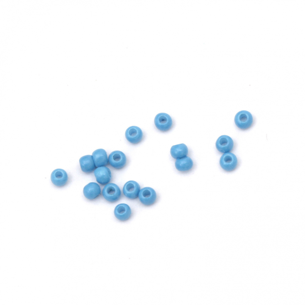 Γυάλινες χάντρες τύπου τσέχικη πάχους 2 mm μπλε ουρανού -15 γραμμάρια ~ 2050 τεμάχια