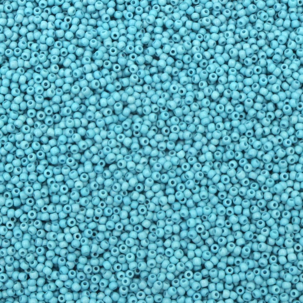 Γυάλινες χάντρες τύπου τσέχικη πάχους 2 mm κρύο μπλε -15 γραμμάρια ~ 2050 τεμάχια